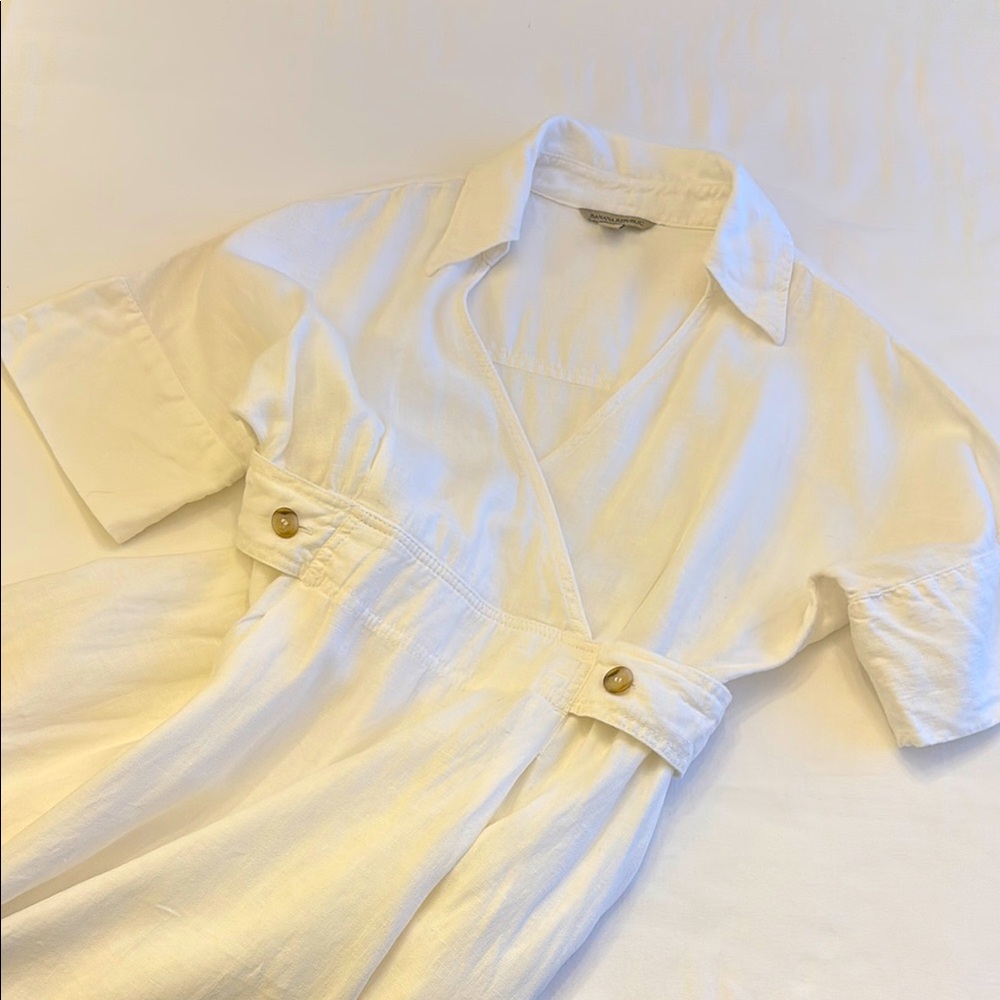 Banana Republic White Linen Midi Dress